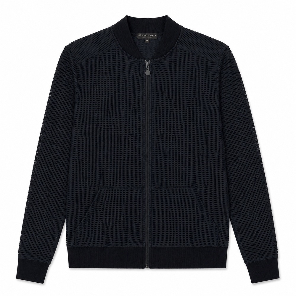 Beyond Yoga So Bomber Mesh Jacket Black Medium Athleisure Zip Up